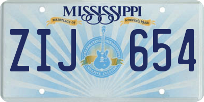 MS license plate ZIJ654