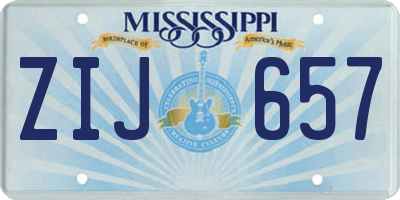 MS license plate ZIJ657