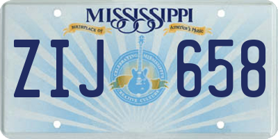 MS license plate ZIJ658