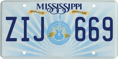 MS license plate ZIJ669