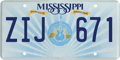 MS license plate ZIJ671