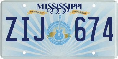 MS license plate ZIJ674