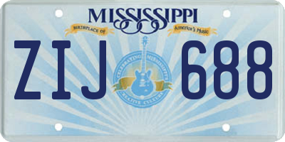 MS license plate ZIJ688