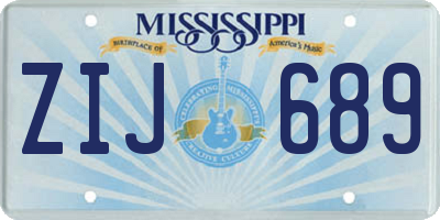 MS license plate ZIJ689