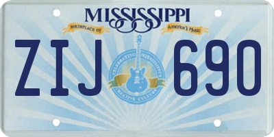 MS license plate ZIJ690