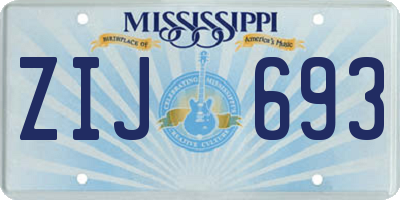 MS license plate ZIJ693