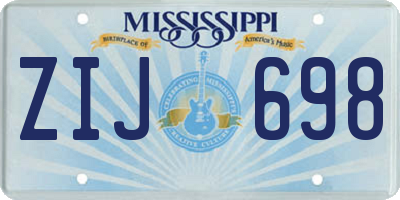 MS license plate ZIJ698