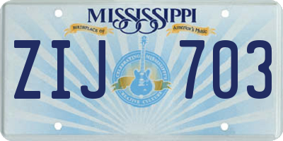 MS license plate ZIJ703