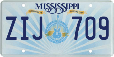 MS license plate ZIJ709