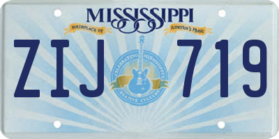 MS license plate ZIJ719