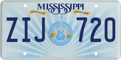 MS license plate ZIJ720