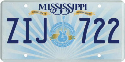 MS license plate ZIJ722