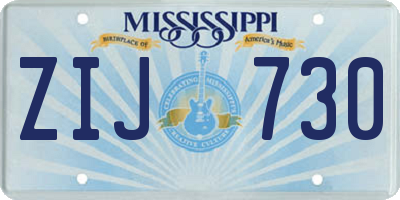 MS license plate ZIJ730