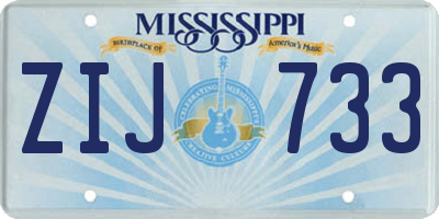 MS license plate ZIJ733