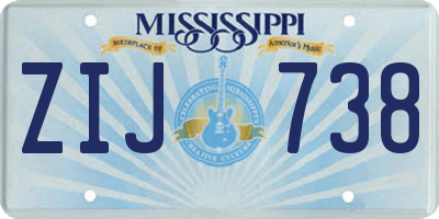 MS license plate ZIJ738