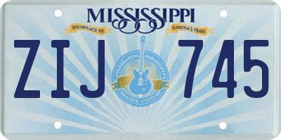 MS license plate ZIJ745