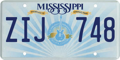 MS license plate ZIJ748