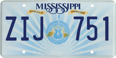 MS license plate ZIJ751