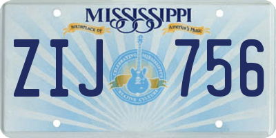 MS license plate ZIJ756