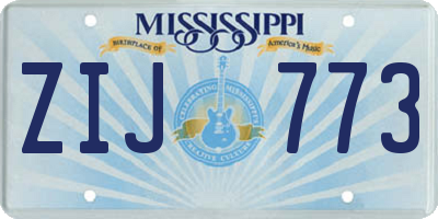 MS license plate ZIJ773