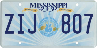 MS license plate ZIJ807