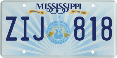 MS license plate ZIJ818