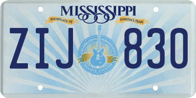 MS license plate ZIJ830