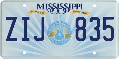 MS license plate ZIJ835