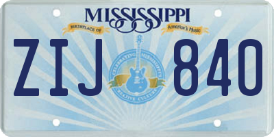 MS license plate ZIJ840