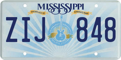 MS license plate ZIJ848