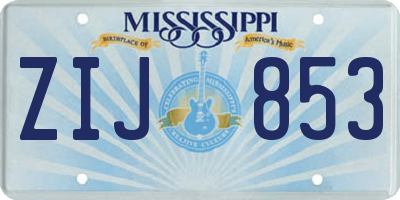 MS license plate ZIJ853