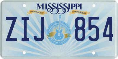 MS license plate ZIJ854