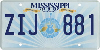 MS license plate ZIJ881