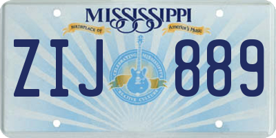 MS license plate ZIJ889