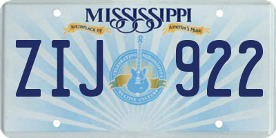 MS license plate ZIJ922