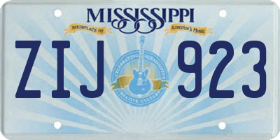 MS license plate ZIJ923