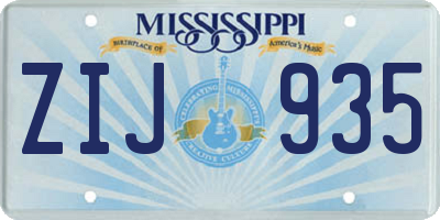 MS license plate ZIJ935