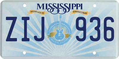 MS license plate ZIJ936