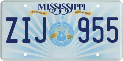 MS license plate ZIJ955