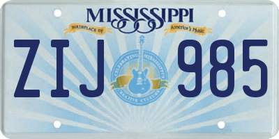 MS license plate ZIJ985