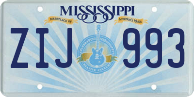 MS license plate ZIJ993