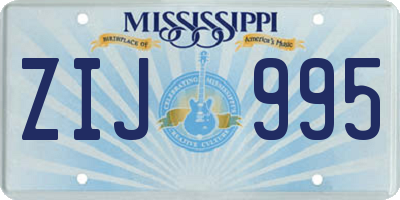 MS license plate ZIJ995