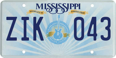 MS license plate ZIK043