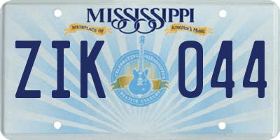 MS license plate ZIK044