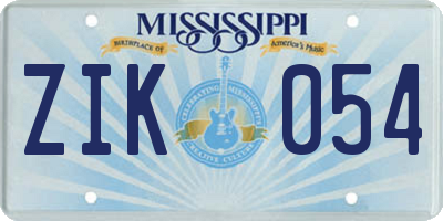 MS license plate ZIK054