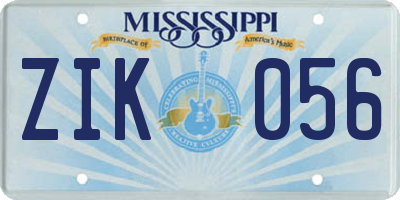 MS license plate ZIK056