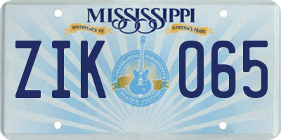 MS license plate ZIK065