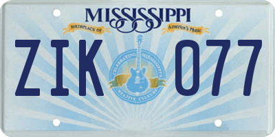MS license plate ZIK077