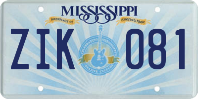 MS license plate ZIK081