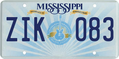 MS license plate ZIK083
